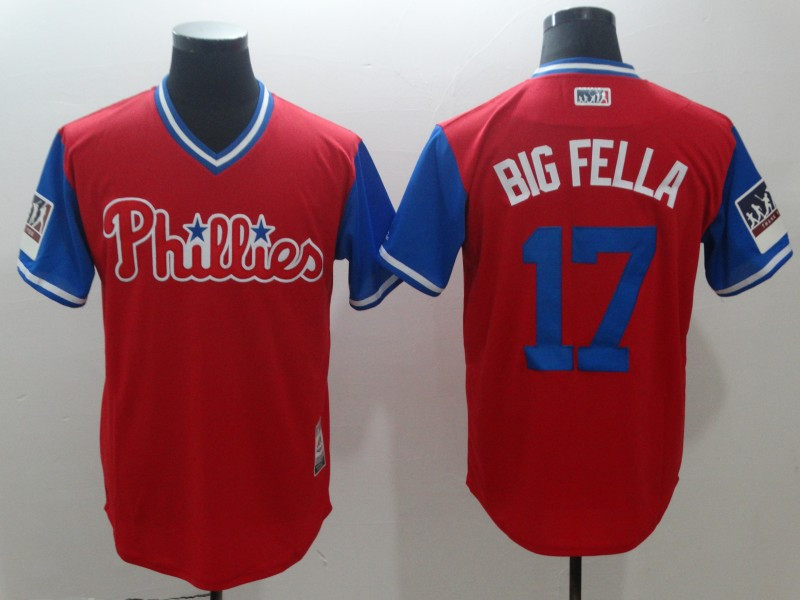 Phillies 17 Rhys Hoskins Big Fella Red 2018 Players' Weekend Authentic Team Jersey
