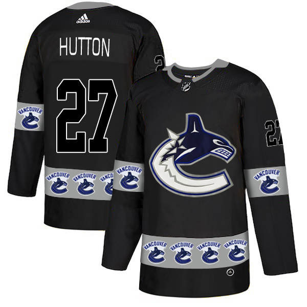 Canucks 27 Ben Hutton Black Team Logos Fashion Adidas Jersey