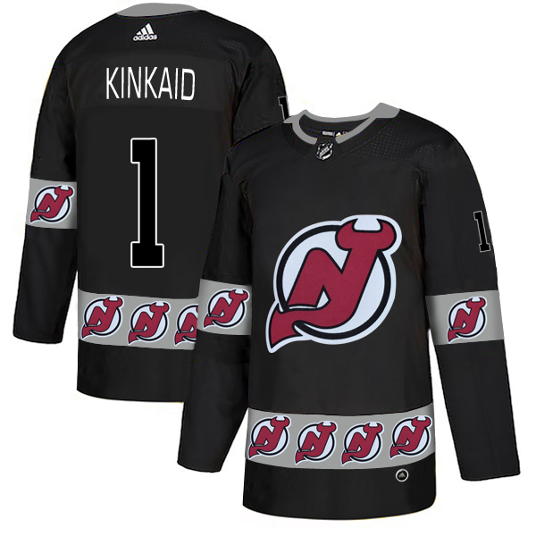 Devils 1 Keith Kinkaid Black Team Logos Fashion Adidas Jersey
