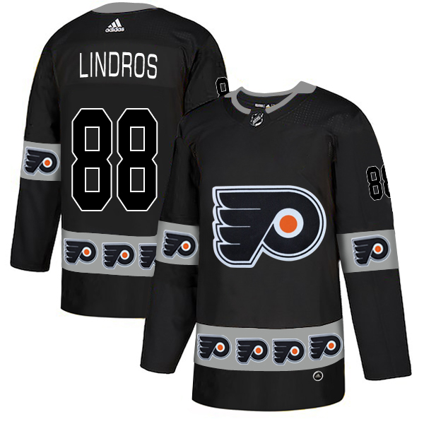Flyers 88 Eric Lindros Black Team Logos Fashion Adidas Jersey