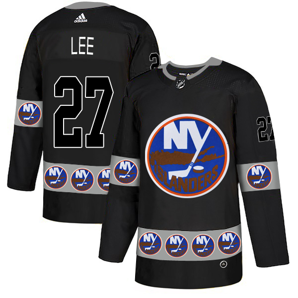 Islanders 27 Anders Lee Black Team Logos Fashion Adidas Jersey