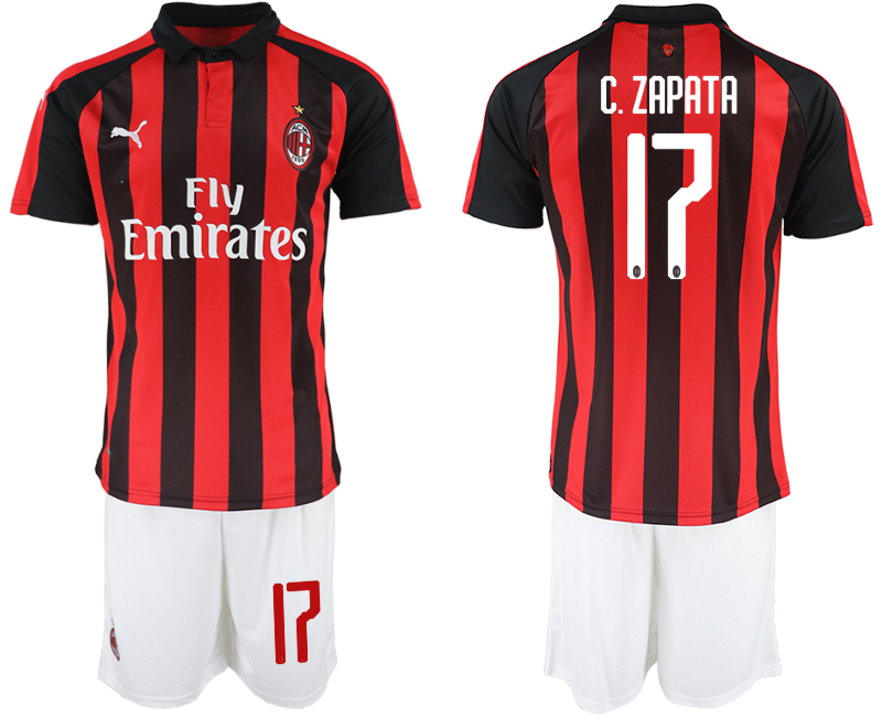 2018-19 AC Milan 17 C. ZAPATA Home Soccer Jersey