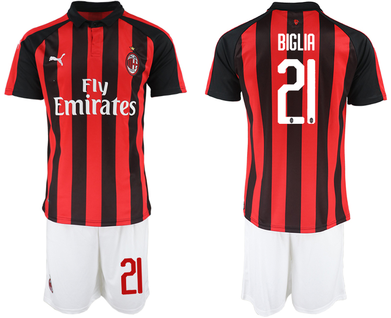 2018-19 AC Milan 21 BIGLIA Home Soccer Jersey