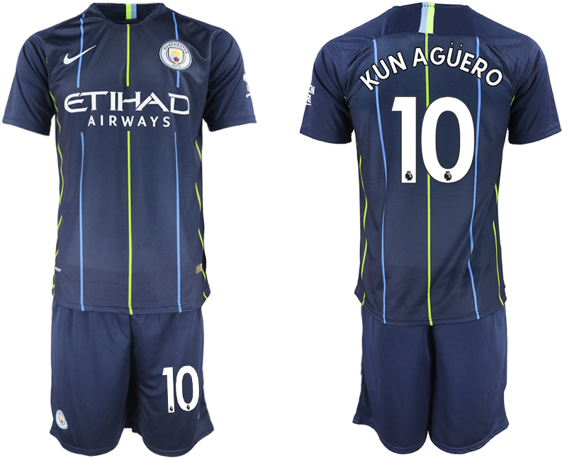 2018-19 Manchester City 10 KUN AGUERO Away Soccer Jersey