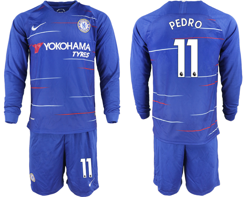 2018-19 Chelsea 11 PEDRO Home Long Sleeve Soccer Jersey