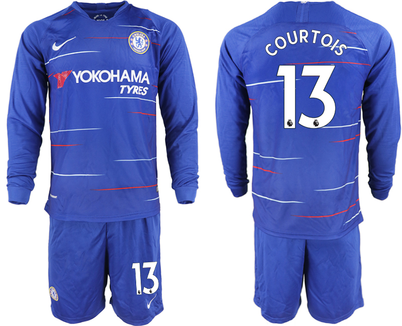 2018-19 Chelsea 13 COURTOIS Home Long Sleeve Soccer Jersey