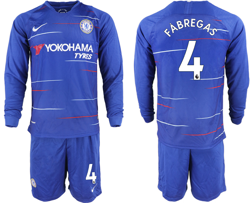 2018-19 Chelsea 4 FABREGAS Home Long Sleeve Soccer Jersey