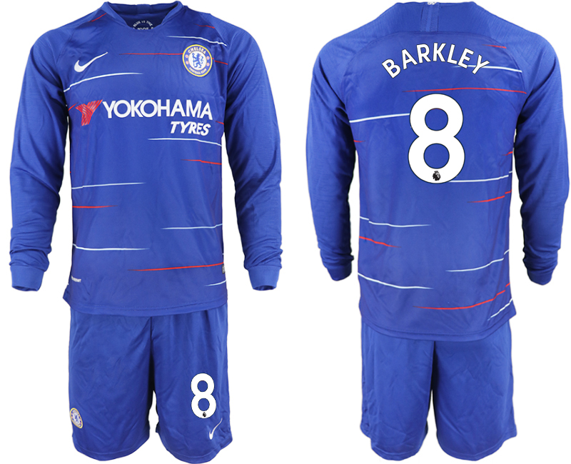 2018-19 Chelsea 8 BARKLEY Home Long Sleeve Soccer Jersey