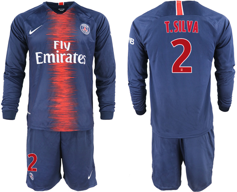 2018-19 Paris Saint-Germain 2 T.SILVA Home Long Sleeve Soccer Jersey