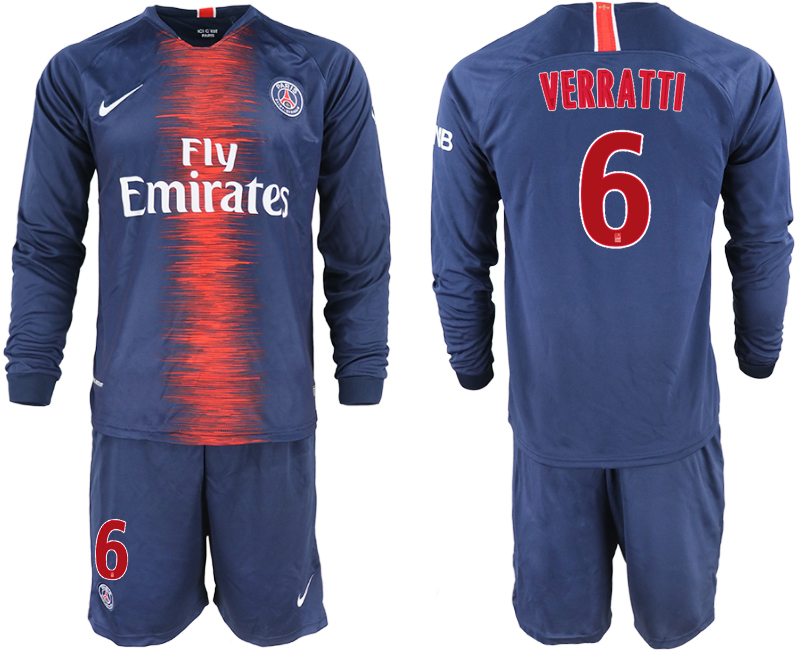 2018-19 Paris Saint-Germain 6 VERRATTI Home Long Sleeve Soccer Jersey