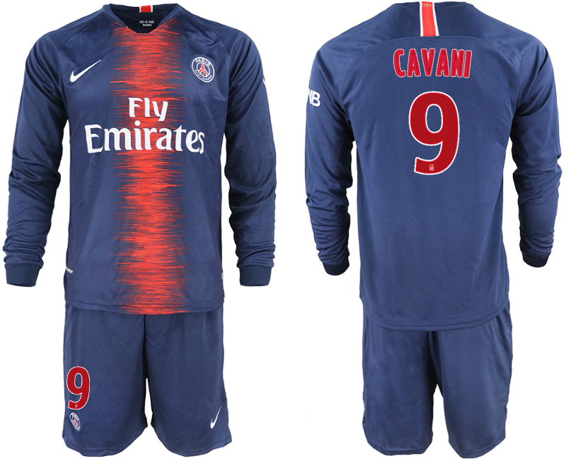 2018-19 Paris Saint-Germain 9 CAVANI Home Long Sleeve Soccer Jersey