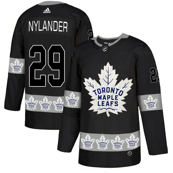 Maple Leafs 29 Williams Nylander Black Team Logos Fashion Adidas Jersey