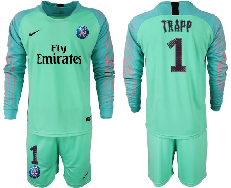 2018-19 Pari Saint-Germain 1 TRAPP Green Goalkeeper Long Sleeve Soccer Jersey
