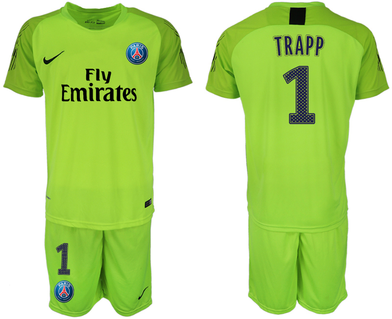 2018-19 Paris Saint-Germain 1 TRAPP Home Fluorescent Green Goalkeeper Soccer Jersey
