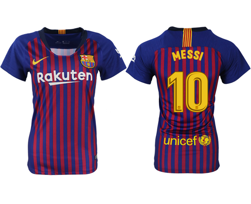 2018-19 Barcelona 10 MESSI Home Women Soccer Jersey