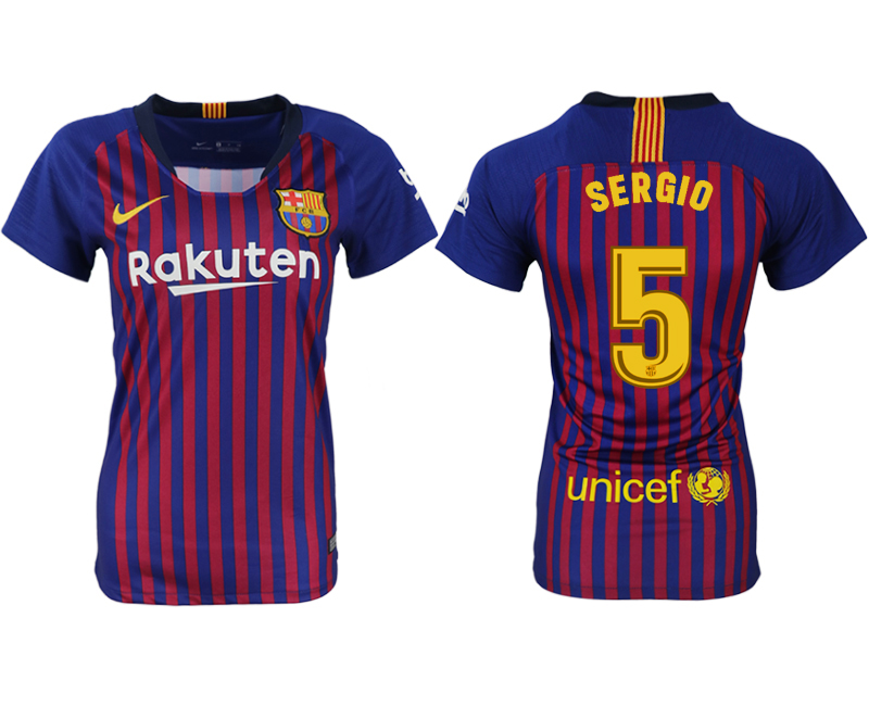 2018-19 Barcelona 5 SERGIO Home Women Soccer Jersey