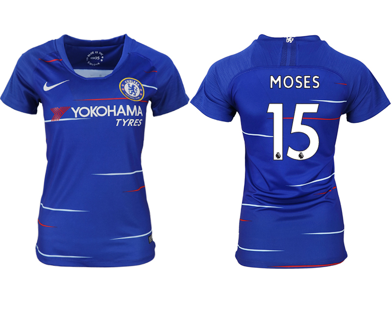 2018-19 Chelsea 15 MOSES Home Women Soccer Jersey - Click Image to Close