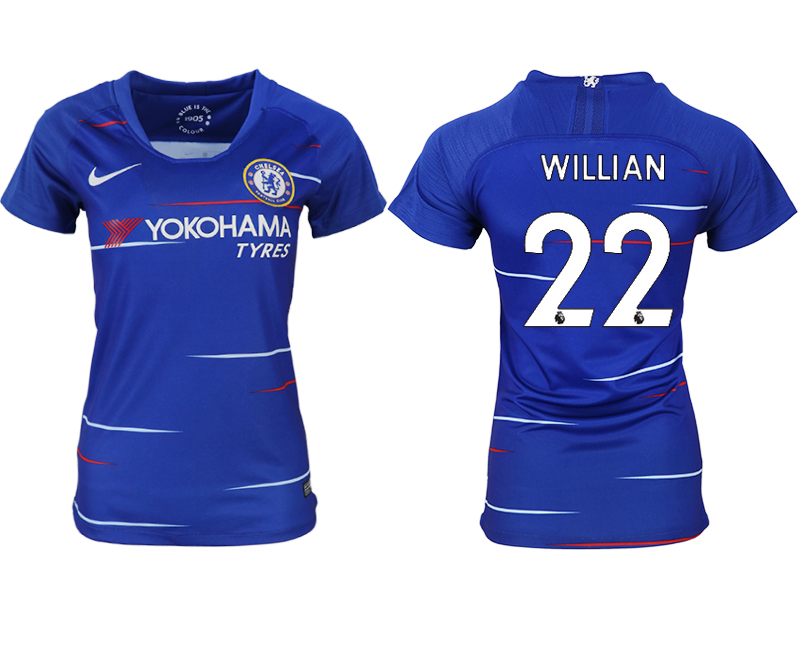 2018-19 Chelsea 22 WILLIAN Home Women Soccer Jersey - Click Image to Close