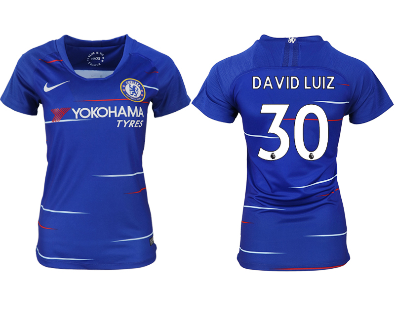 2018-19 Chelsea 30 DAVID LUIZ Home Women Soccer Jersey - Click Image to Close