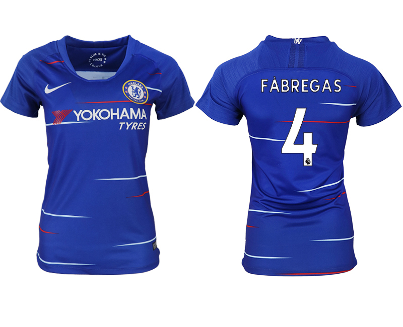 2018-19 Chelsea 4 FABREGAS Home Women Soccer Jersey - Click Image to Close
