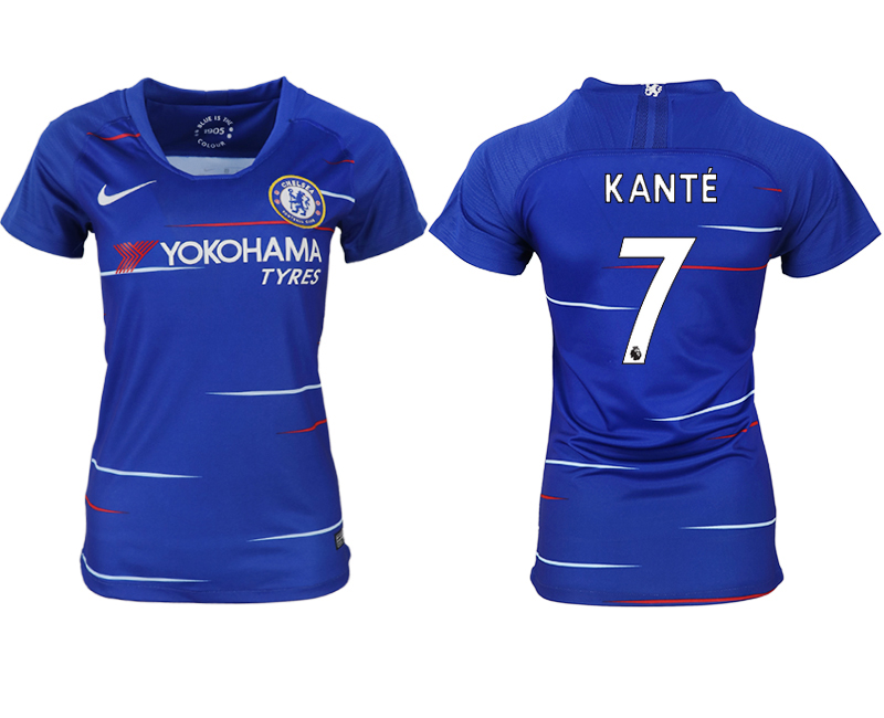2018-19 Chelsea 7 KANTE Home Women Soccer Jersey - Click Image to Close