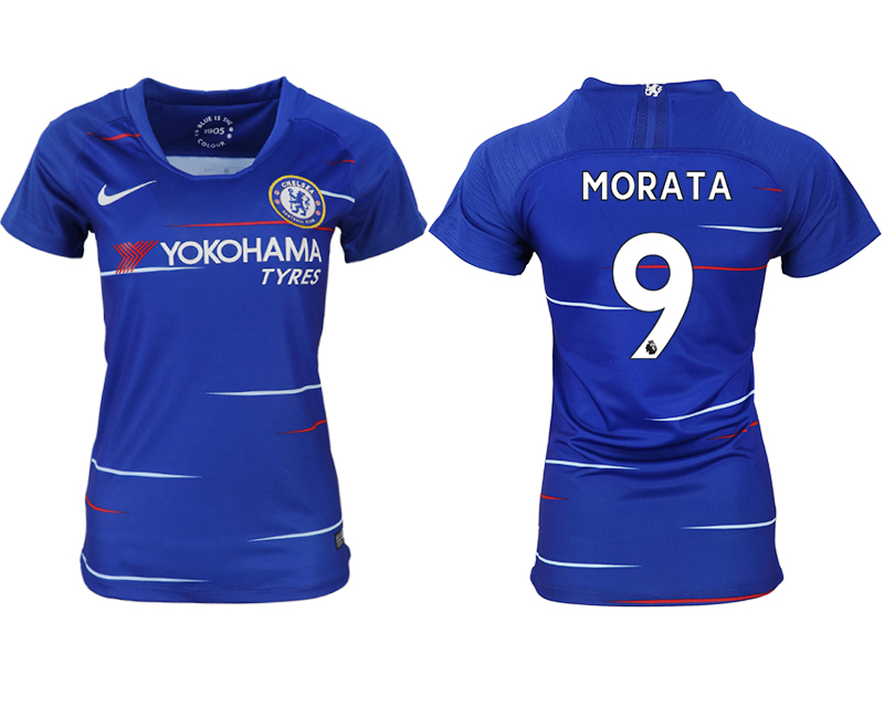 2018-19 Chelsea 9 MORATA Home Women Soccer Jersey - Click Image to Close