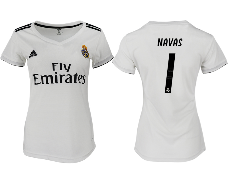 2018-19 Real Madrid 1 NAVAS Home Women Soccer Jersey - Click Image to Close