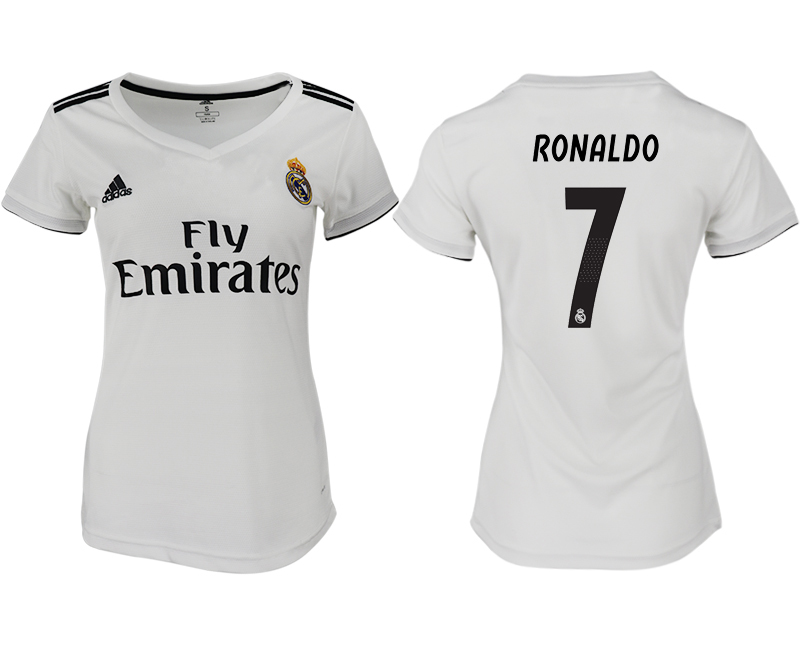 2018-19 Real Madrid 7 RONALDO Home Women Soccer Jersey - Click Image to Close