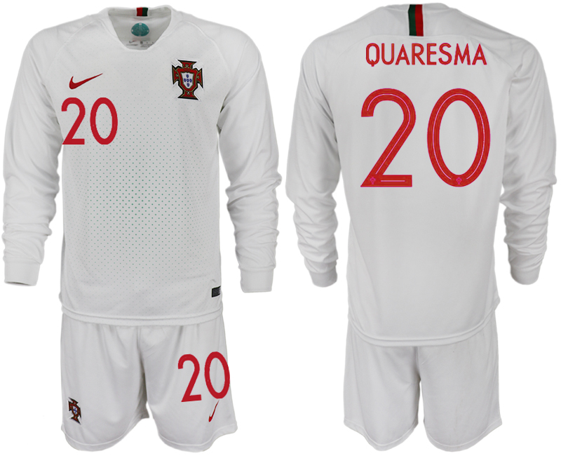 Portugal 20 QUARESMA Away 2018 FIFA World Cup Long Sleeve Soccer Jersey - Click Image to Close