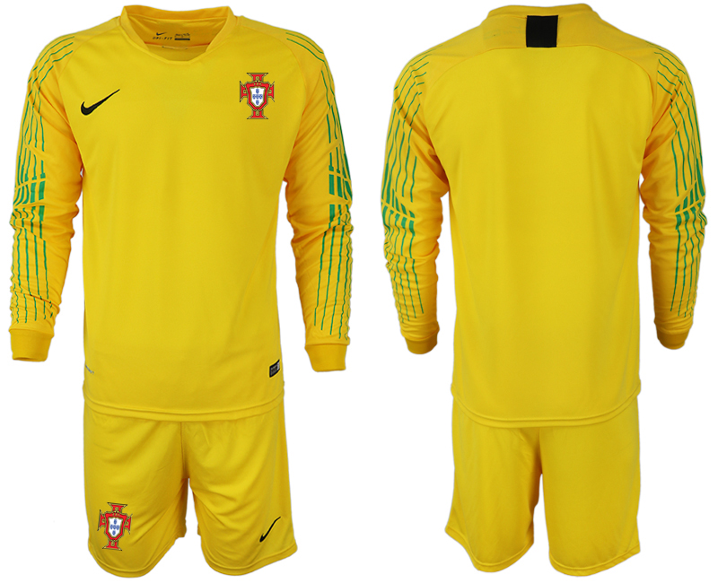 Portugal 2018 FIFA World Cup Yellow Goalkeeper Long Sleeve Soccer Jersey - Click Image to Close