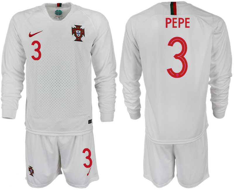 Portugal 3 PEPE Away 2018 FIFA World Cup Long Sleeve Soccer Jersey - Click Image to Close