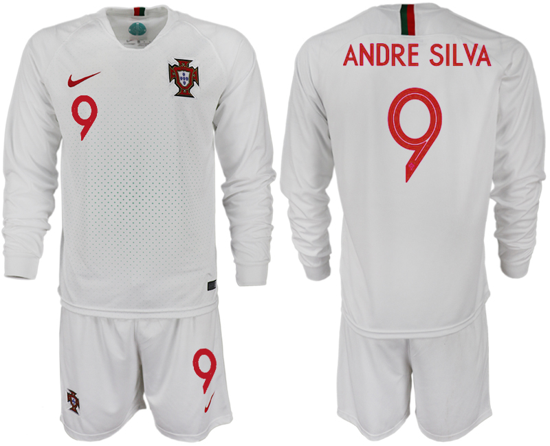Portugal 9 ANDRE SILVA Away 2018 FIFA World Cup Long Sleeve Soccer Jersey - Click Image to Close