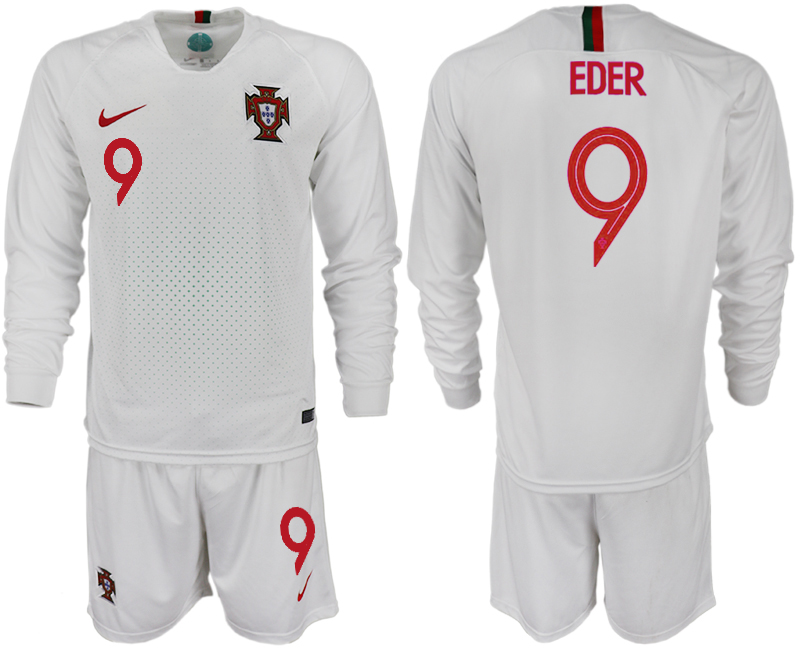 Portugal 9 EDER Away 2018 FIFA World Cup Long Sleeve Soccer Jersey - Click Image to Close