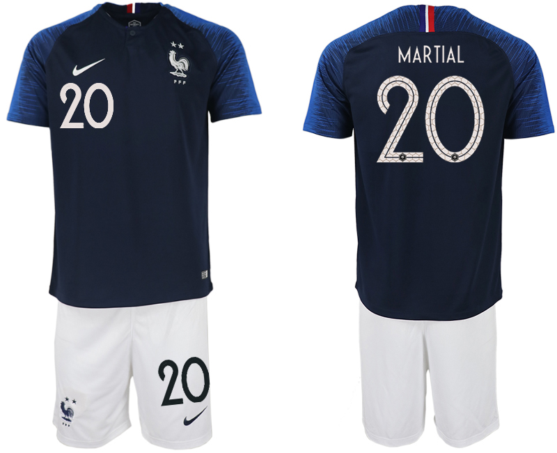 France 20 MARTIAL Home 2018 FIFA World Cup Soccer Jersey