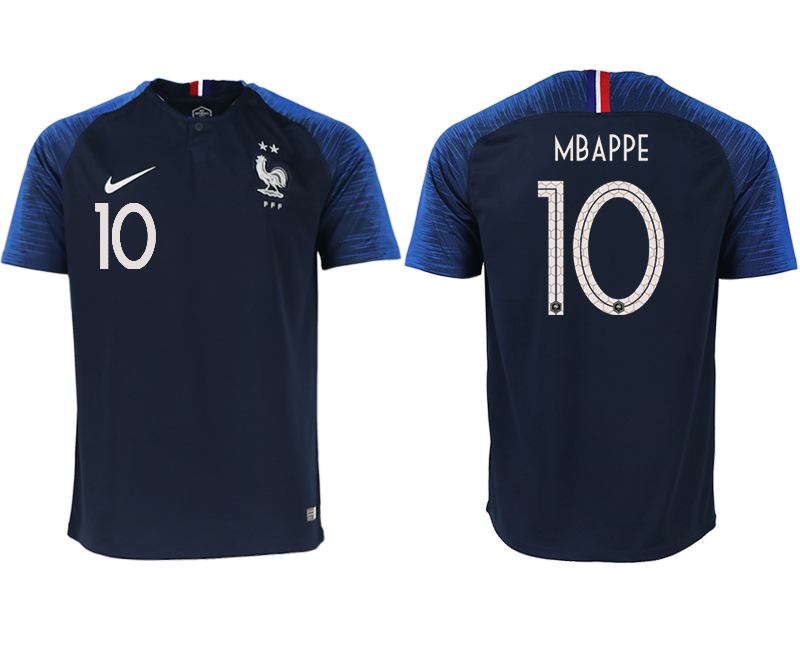 France 10 MBAPPE Home 2018 FIFA World Cup Thailand Soccer Jersey