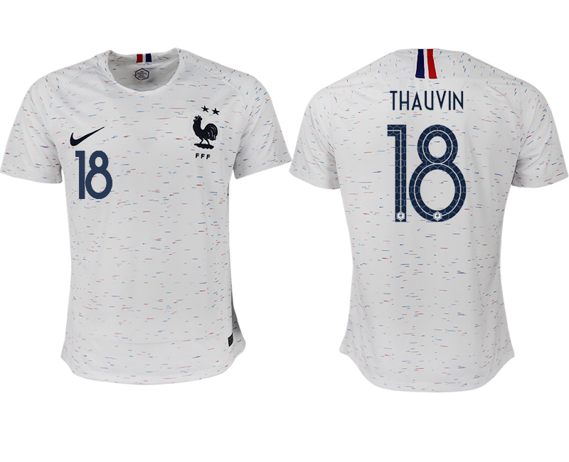 France 18 THAUVIN Away 2018 FIFA World Cup Thailand Soccer Jersey