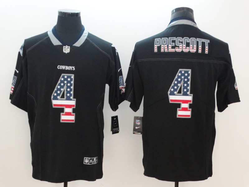 Nike Cowboys 4 Dak Prescott Black USA Flag Fashion Limited Jersey