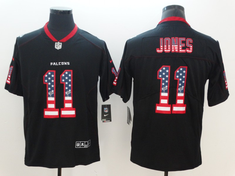 Nike Falcons 11 Julio Jones Black USA Flag Fashion Limited Jersey