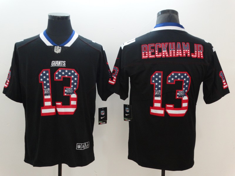 Nike Giants 13 Odell Beckham Jr. Black USA Flag Fashion Limited Jersey