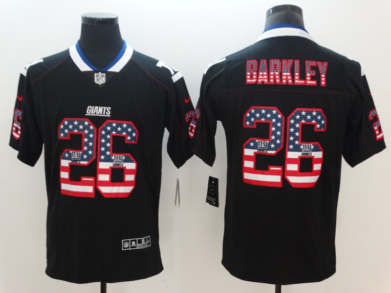 Nike Giants 26 Saquon Barkley Black USA Flag Fashion Limited Jersey - Click Image to Close