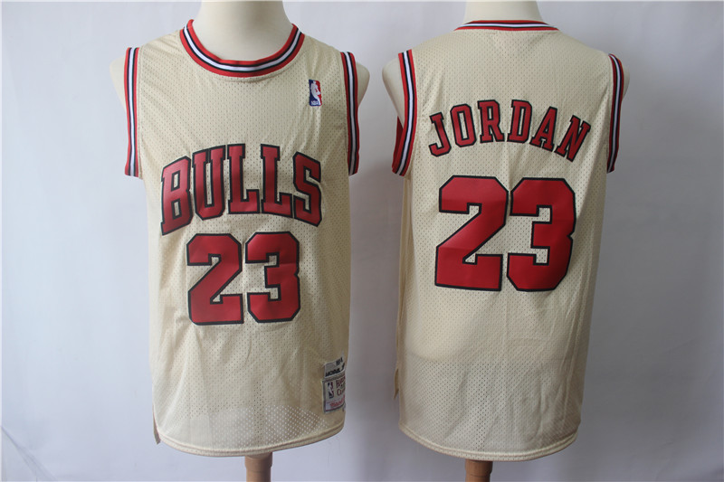 Bulls 23 Michael Jordan Cream Hardwood Classics Jersey - Click Image to Close