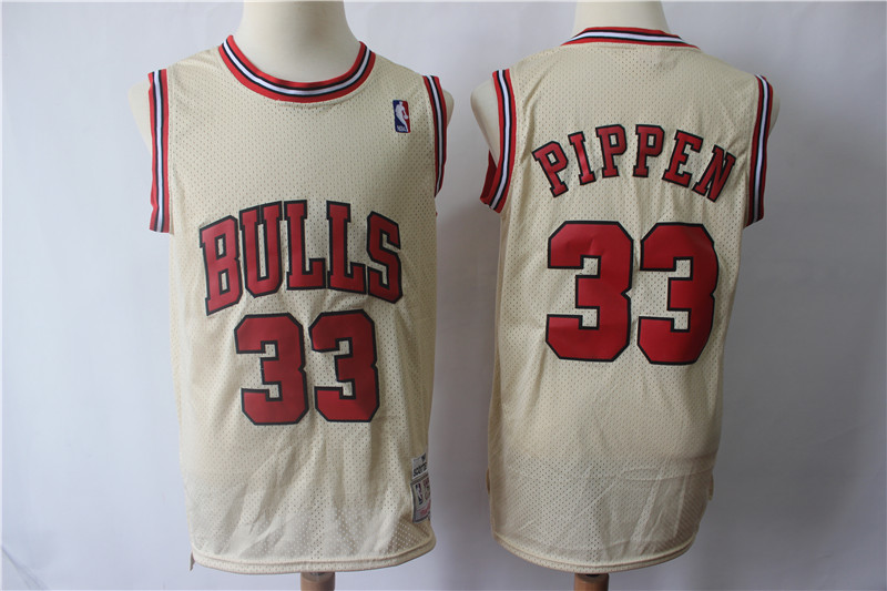 Bulls 33 Scottie Pippen Cream Hardwood Classics Jersey - Click Image to Close