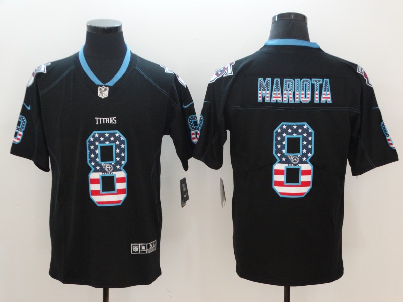 Nike Titans 8 Marcus Mariota Black USA Flag Fashion Limited Jersey