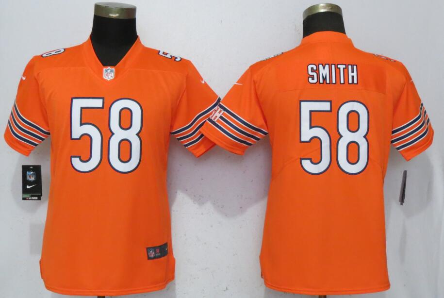 Nike Bears 58 Roquan Smith Orange Women Vapor Untouchable Limited Jersey