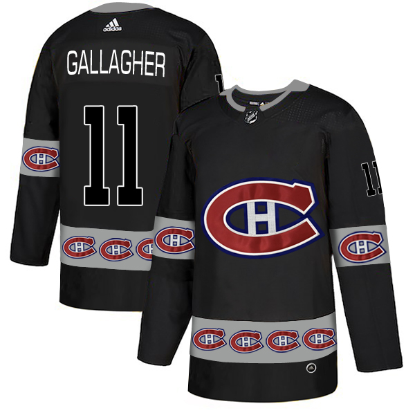 Canadiens 11 Brendan Gallagher Black Team Logos Fashion Adidas Jersey
