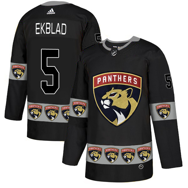 Panthers 5 Aaron Ekblad Black Team Logos Fashion Adidas Jersey