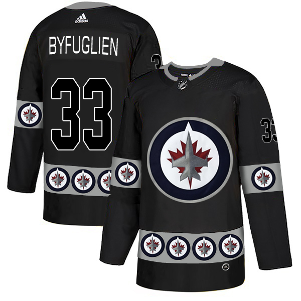 Winnipeg Jets 33 Dustin Byfuglien Black Team Logos Fashion Adidas Jersey