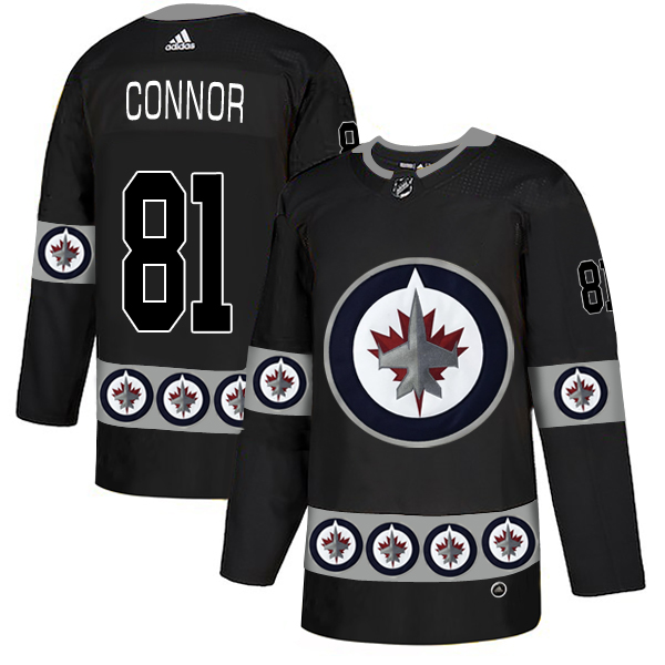 Winnipeg Jets 81 Kyle Connor Black Team Logos Fashion Adidas Jersey