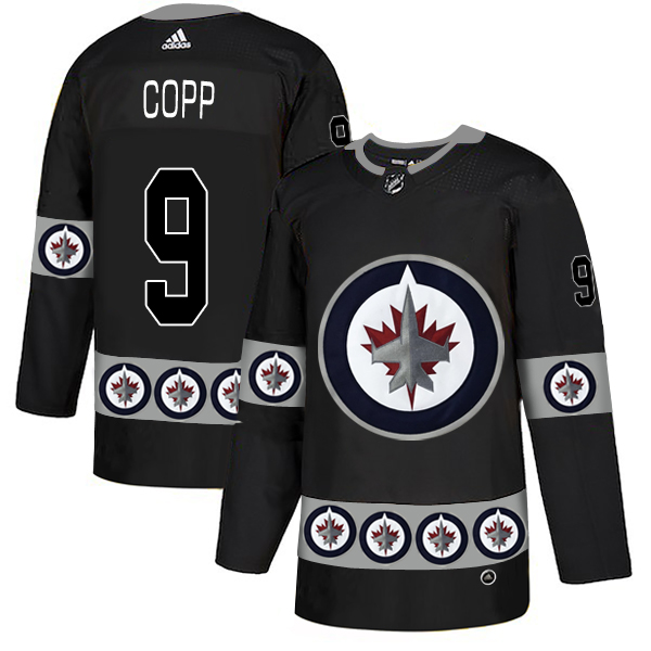 Winnipeg Jets 9 Andrew Copp Black Team Logos Fashion Adidas Jersey
