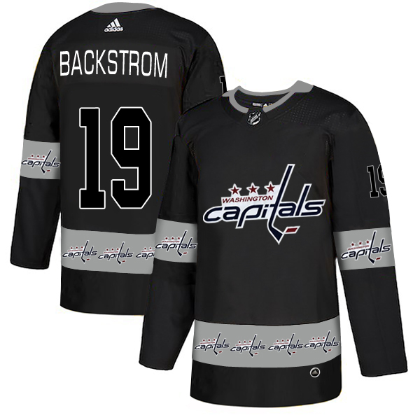 Capitals 19 Nicklas Backstrom Black Team Logos Fashion Adidas Jersey
